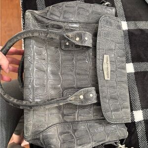 Harley-Davidson Gray Croc-Embossed Satchel